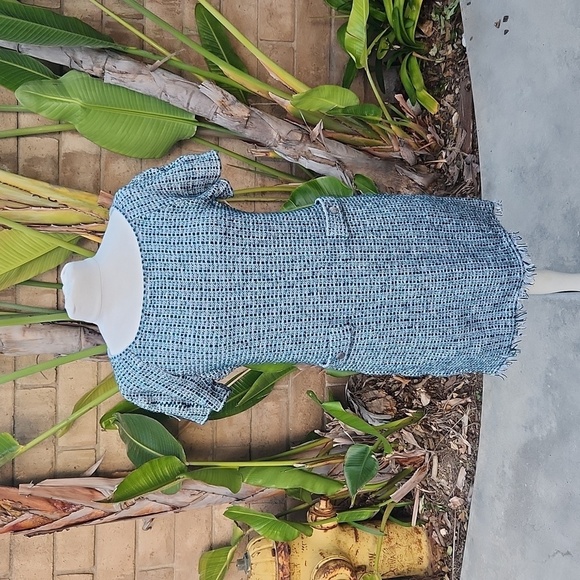 St. John Tweed Sheath Dress blue turquiois size 8 - Picture 1 of 11